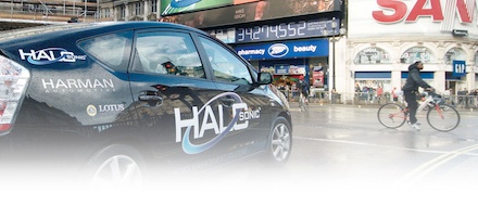 car with HALOsonic logo